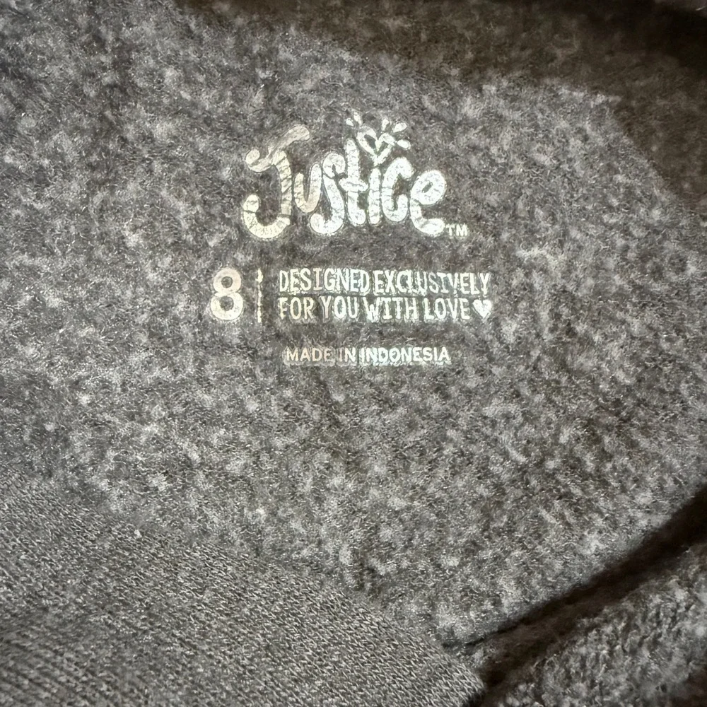 Justice Girls Gray Just Chill Koala Fuzzy Pocket Pullover Hoodie Sweatshirt Sz 8